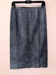 Gray 100% Lamb Leather Pencil Midi Skirt Size US 8