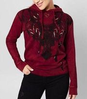 NEW AFFLICTION CATALINA RED WOMEN'S HOODIE SMALL