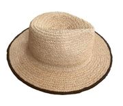 ZARA natural Straw hat black trim brim women’s M