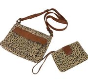 Universal Threads Faux Leather Leopard/Cheetah Print Crossbody Bag Wallet Set