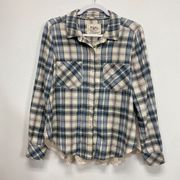 Anthropologie Holding Horses Women's Peplum Button-Up Flannel Plaid Shirt Size M