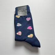 J.Crew  Candy Hearts Theme Graphic Logo Crew Style  Design Socks  NWT