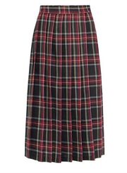 VTG Lands End Dark Academia Pleated Red Black Green Tartan Plaid Skirt 100% Wool