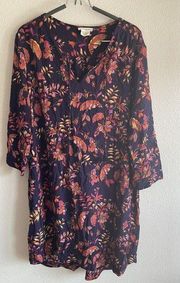 Beach Lunch Lounge Women's XXL Red Floral Tunic Dress Sleeveless Boho