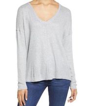 NWT gibsonlook waffle knit v neck thermal grey size large