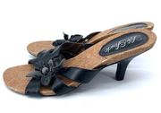 Life Stride Black and Tan Bow Slide Sandals Size 8.5