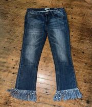 Judy Blue cropped fringe stretchy distressed 7/28 jeans