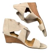 Lucky Brand Gray Suede Wedge Sandals 8.5