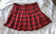 Plaid Red And Black Pleated Skirt