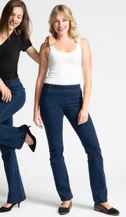 Betabrand Pull On Denim Stretch W0626 Straight Leg Yoga Jeans Medium Petite