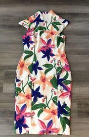 Alexia Admor Midi Floral Sheath Dress XS NWT Zip Scuba Body-con $245