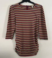 Jessica Simpson Maternity Striped Colorful Mid Sleeve Tunic Blouse XL Comfy