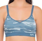 Kindly Yours Reef Blue camouflage caged v-neck bralette size medium