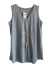 style‎ & co. Sleeveless light blue sunshine palms women’s shirt size S