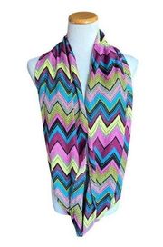 Womens Boutique Vibrant Chevron Infinity Silk Scarf