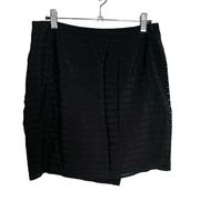 Barney’s New York Black Stripe Wrap Skirt Minimalistic