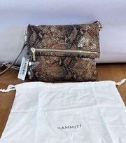 HAMMITT VIP MED CENTERPIECE SNAKE/BRUSHED GOLD CROSSBODY CLUTCH NEW