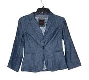 The Limited Women's Blazer Jacket Career Work Long Sleeve Cotton Denim Blue XS