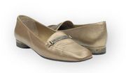 Stuart Weitzman ❁ Metallic Bamboo Leather Loafer ❁ Bronze + Silver Hardware ❁ 7W