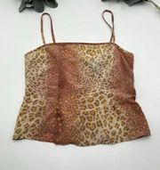 Nanette Lepore Leopard Print Silk Camisole Button Down Back 8