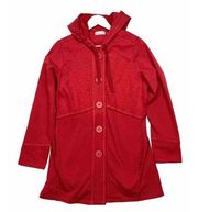 *Habitat Button Front Hooded Lightweight Jacket Womens M Red Deconstructed Seams