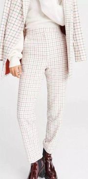 Rag & Bone Poppy High Waisted Pants in Ivory Check Plaid Size 12