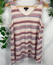 The limited striped knit asymmetrical tank SP