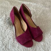 Gibson Latimer Women's 7.5 Peep Toe D'Orsay Heel Magenta Pink Suede Leather Pump