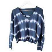 Blank NYC Women's Blue Long-Sleeve Tie-dye V-Neck Knit Sweater Sz XS