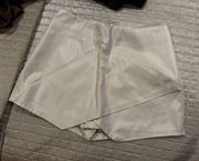 White Faux Leather Skort