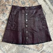 BLANK NYC Burgundy Vegan Faux Leather Snap Front Skirt, Size 24 (XS)