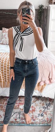 Black High Rise Slim Leg Jeans 