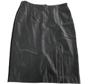 Nicole Miller Skirt Womens Large Black Faux Leather Zip Hem Pencil Mob Wife