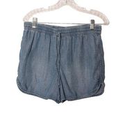 Juicy Couture Lyocell chambray shorts drawstring lightweight denim size medium