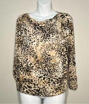 ⭐️ Investments Cheetah Print Cowl Neck Top Size Small