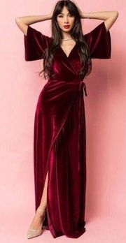 NWT baltic born meghan velvet wrap dress dark red maroon