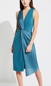 Bailey 44 Dress Venus Twist-Front Mixed-Media Dress in Gulf (Teal Blue) Sz M GUC