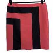 Nine West Pink & Black Color Block Skirt