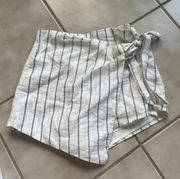 White Striped Skort with Tie