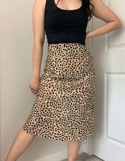 Sanctuary Leopard Print High Rise Midi Skirt Size Small