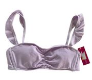 Xhilaration  Bikini Top Womens Small Purple White Striped Ruffle Swim Poly Blend