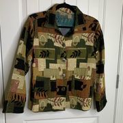 Vintage Jane Ashley patchwork autumn nature tapestry jacket size medium women’s