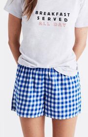 Blue & White Check Flannel PJ Shorts