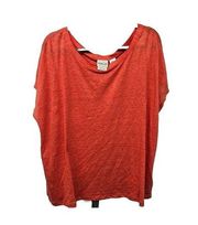 Rachel Zoe Linen Dolman T-Shirt Top Womens Size 2X Short Sleeve Orange