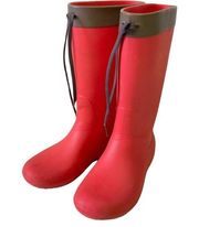 Crocs Freesail Coral Red Lightweight Waterproof Rain Boot Womens Sz 5 Tall Boots