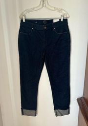 NWT WHBM the mid rise slim ankle cuffed jeans with metallic detail size 4