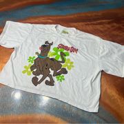 Vintage 90s Scooby Doo Shirt Adult Large White Short Sleeve Cropped Cartoon Crew