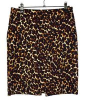 Merona Navy Blue Leopard Animal Print Knee Length Pencil Skirt 2