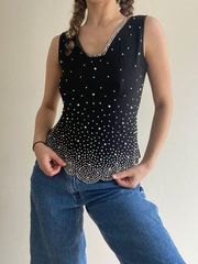 Black Embellished Tank Top