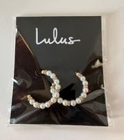 Pearl Rhinestone Hoop Earrings